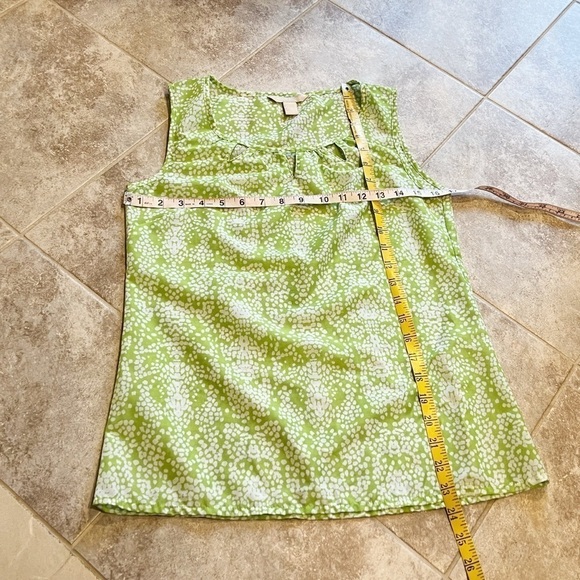 Banana Republic Scoop Neck Like Green White Patterned Pullover Tank Top XS - Picture 6 of 10